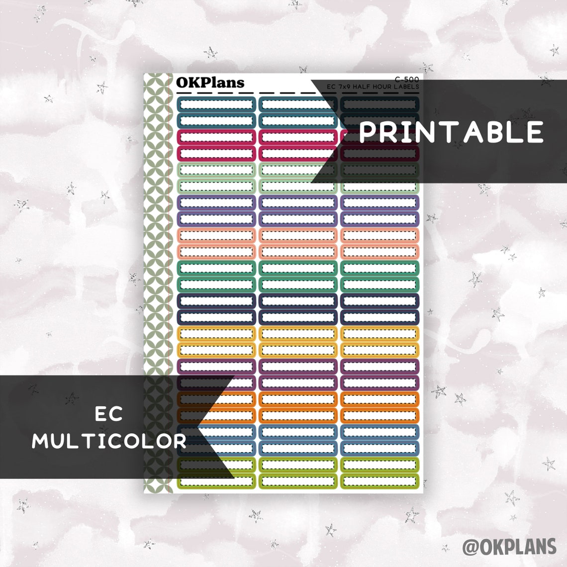 Half Hour 7x9 EC Dash Labels // EC Multicolor // Printable // C-500 ...