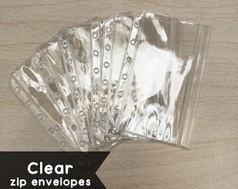 Clear Zip (no bulk) Envelopes (set of 6) // A5 or A6 or A7 // Budget