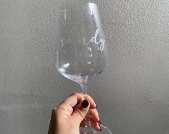 Personalized Etched Wine Glass, Custom Name, 16 oz