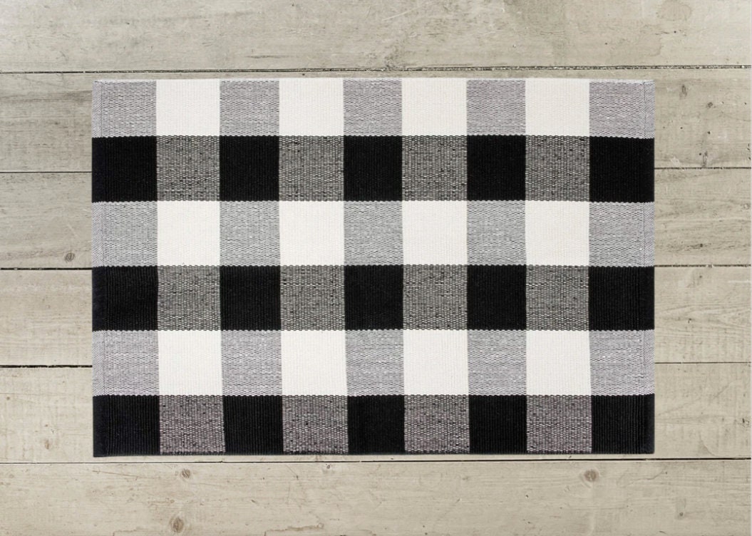 Washable Plaid Outdoor Rug 23.6 x 51.2 Inches Front Door Mat