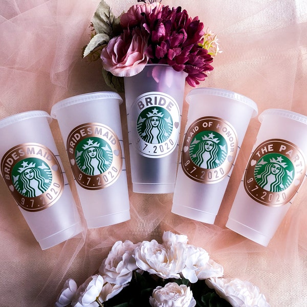 Custom Starbucks Reusable Cup | Bride | Bridesmaid | The Party | Custom Design | 24 oz tumbler | Bridal Party Gift | Bachelorette Party Gift