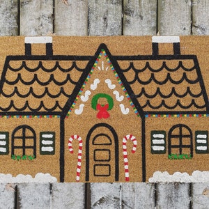 Gingerbread House Door Mat | Holiday/Christmas Door Mat