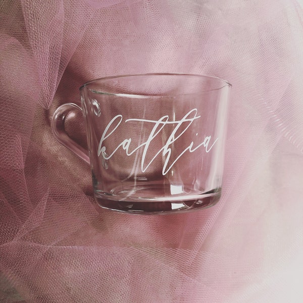 Custom Name Mug | Vinyl or Engraved Custom Glass Mug