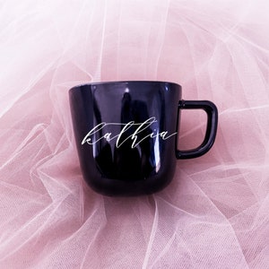 Custom Vinyl or Engraved Black Glass Mug