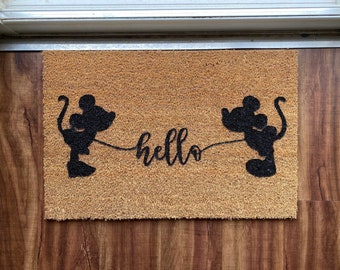 Minnie and Mickie Mouse Hello Door Mat