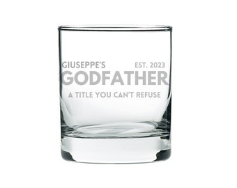 Personalized Godfather Whiskey Glass, Engraved Godfather Rocks, Godfather Gifts, Gift for Godfather, Christening Gift, Baptism Gifts.