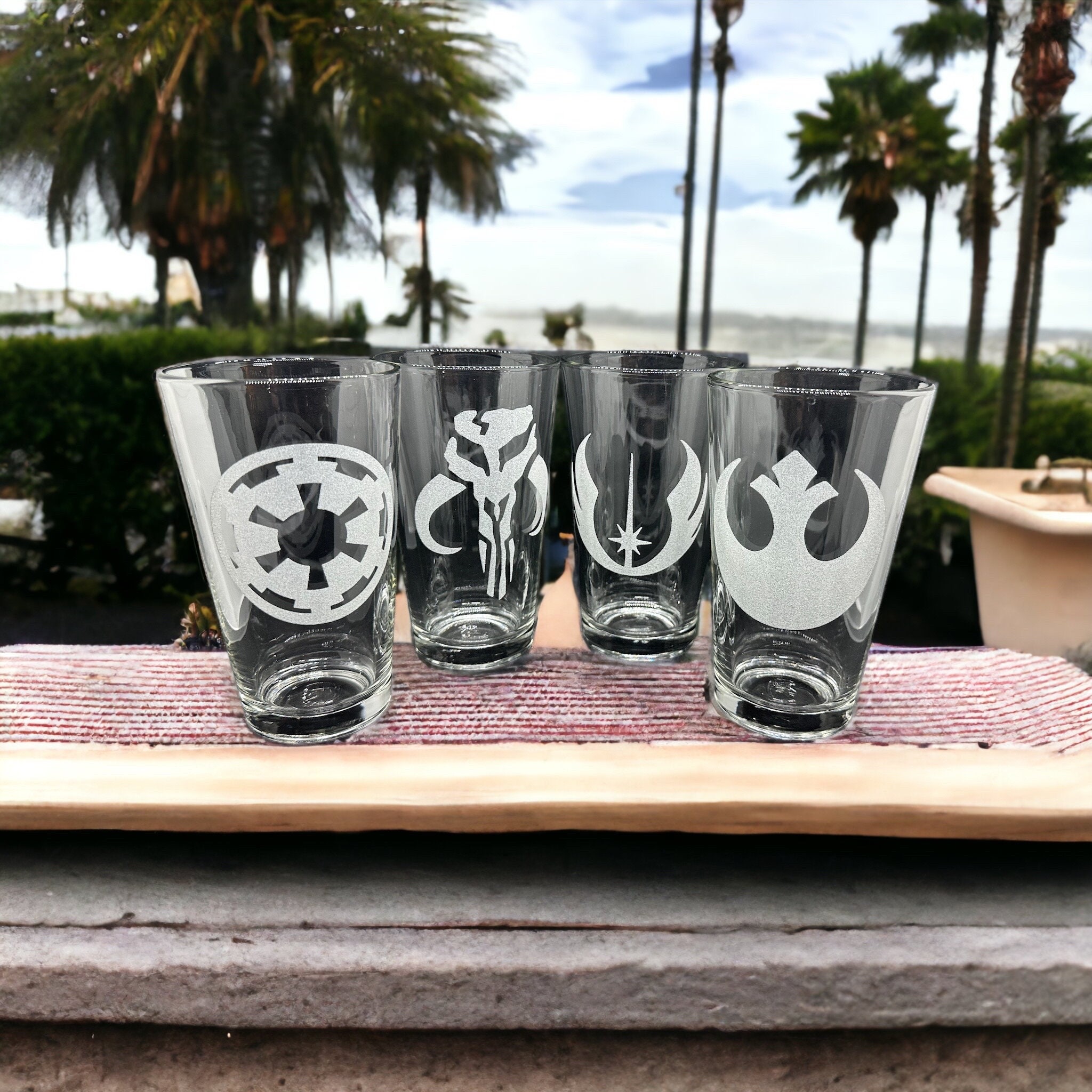 Star Wars Pint Glass Set, Lando's Lounge & Jedi Gym Pint Glasses