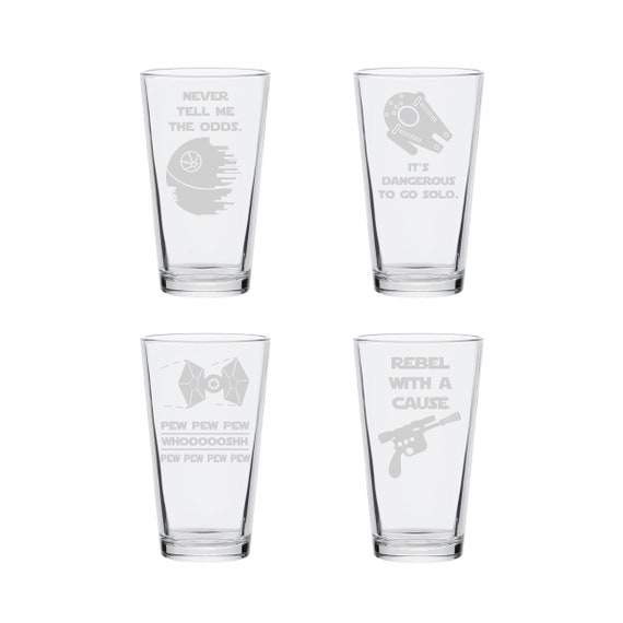 Star Wars Gift Set of 4 Star Wars Pint Glasses: Rebel, Pew Pew Pew