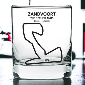 Formula 1 Circuits Whiskey Glass, ENGRAVED F1 Race Track Gifts, Zandvoort Track, Racing Gift for Him, Birthday Grand Prix Gifts Racing Gifts