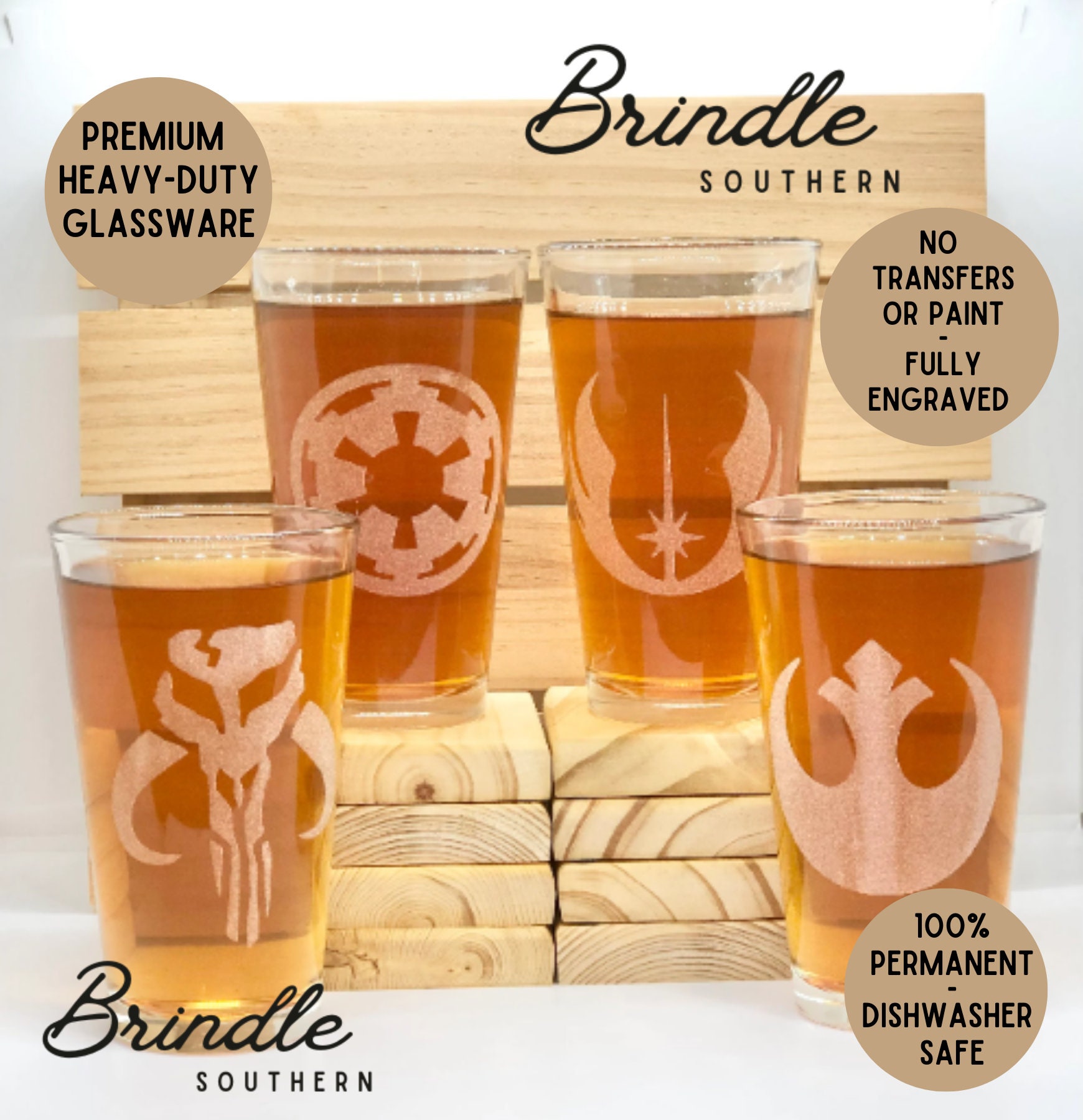 Jedi PINT Glass Set of 4: Rebel Pew pew pew Dangerous to go 