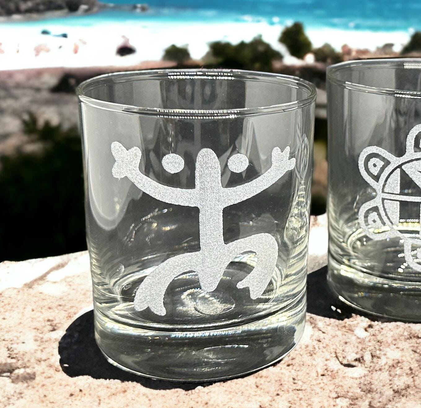 Puerto Rico Rocks Glasses Puerto Rico Coquito Glass, Engraved Taino Coqui Whiskey Rum Rocks Glass ...