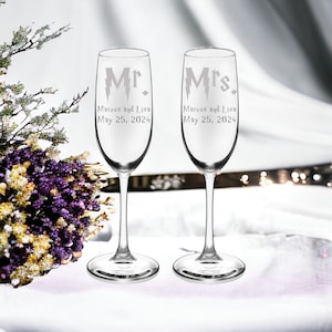 Personalized Mr. Mrs. Potter Wedding Toasting Flutes, Engraved Wedding Champagne Glassware Gift Wizard Wedding Gift Anniversary Gift Always