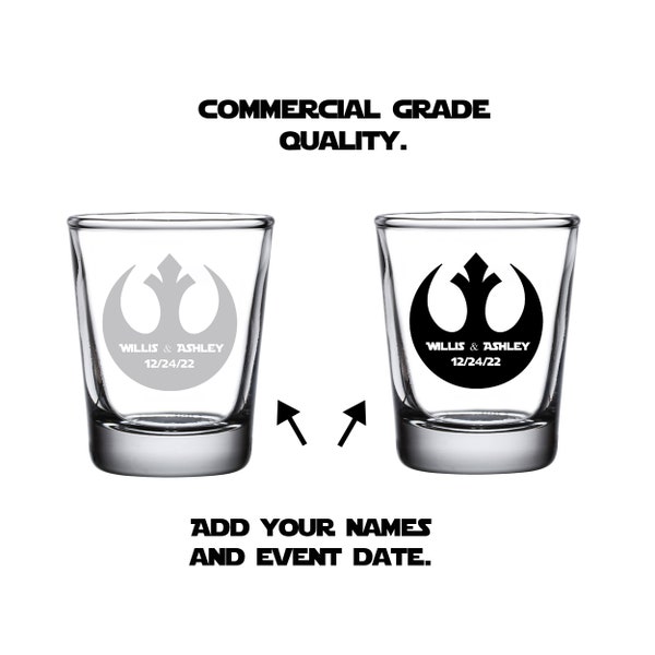 Star Wars Wedding Rebel Order Shot Glasses Unique Wedding Favors for Guests in Bulk Personalized Shot Glasses Wedding Party Gift.