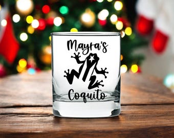 Personalized Coquito Glass, Engraved Coquito Drinking Glass: Perfect Gift for Puerto Rican or Puerto Rico Personalized Christmas Gifts
