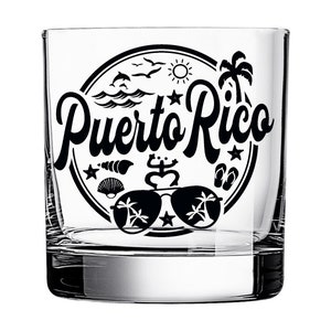 Puerto Rico gift  Rum Whiskey Rocks Glass: Puerto Rico Island Coqui Beach Design, Puerto Rican Gifts Taino Gift, Boricua Gifts, Taino Gifts