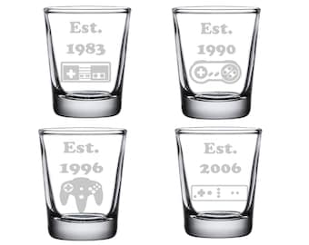 Retro Gaming Controller Shot Glass Set of 4: NES, Super Nintendo, Nintendo 64, Wii, Father's Day Gift, Gift for Dad, Father's Day Gift
