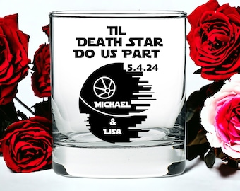 Cadeau de mariage personnalisé Star Wars du 4 mai jusqu'à ce que l'étoile de la mort nous sépare des verres à boire, cadeau pour couple, cadeau de fiançailles d'anniversaire