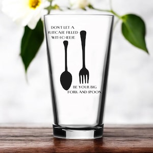 Everybody Loves Raymond Drinking Glass Funny TV Show Gifts Raymond Sitcom Gifts Big Fork & Spoon Marie Barone Unique Beer Gift ENGRAVED