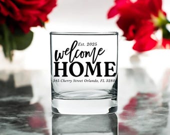 Bienvenue à la maison Cadeau de pendaison de crémaillère personnalisé, Cadeau personnalisé d'un agent immobilier, Cadeaux pour agent immobilier, Cadeau pour la maison neuve Verres à whisky gravés Home Sweet Home