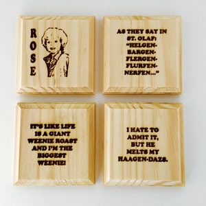 Golden Girls Coasters - The Best of Rose Nylund - permanent engraved gift set of 4: Rose & Her Best Quotes