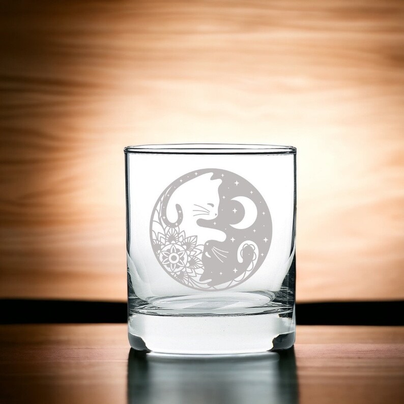 Cute Cats Ying and Yang Being Cats Rocks Glass. Permanent Laser ...