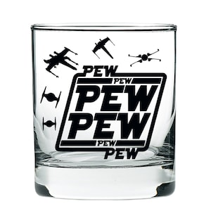 Pew Pew Pew Star Wars Whiskey Glass: Engraved Star Wars gift, Gift for Him, Birthday Gift for Him, Star War Decor, Star Wars Glasses