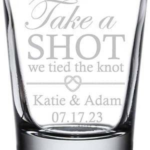 Wedding Shot Glasses Unique Wedding Favors for Guests Bulk Personalized Shot Glasses Wedding Party Take A Shot We Tied The Knot Engraved