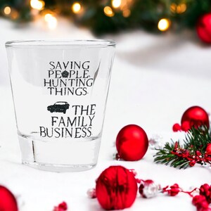 Supernatural Stocking Stuffer: Supernatural Shot Glass Christmas Gift, Saving People Hunting Things, Ant-Possession, Dean&#39;s Car, Engraved