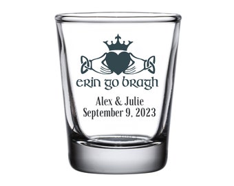 Irish Wedding Shot Glasses Erin Go Bragh Irish Celtic Wedding Favors Bulk Customized Shots Ireland Gifts Claddagh Ring Irish Bachelor Party