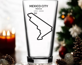 Verre à bière F1 Mexico City Circuit, cadeaux de piste de course de Formule 1 gravés, cadeau de Noël pour lui, anniversaire