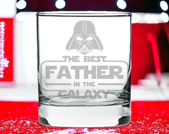 Darth Vader Whiskey Glass for Dad: Engraved Star Wars Gift for Husband, Star Wars Gift for Dad, Best Father In The Galaxy, Gifts for Dads