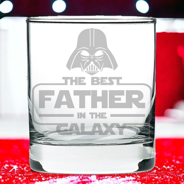Darth Vader Whiskey Glass for Dad: Engraved Star Wars Gift for Husband, Star Wars Christmas Gift for Dad, Best Father In The Galaxy