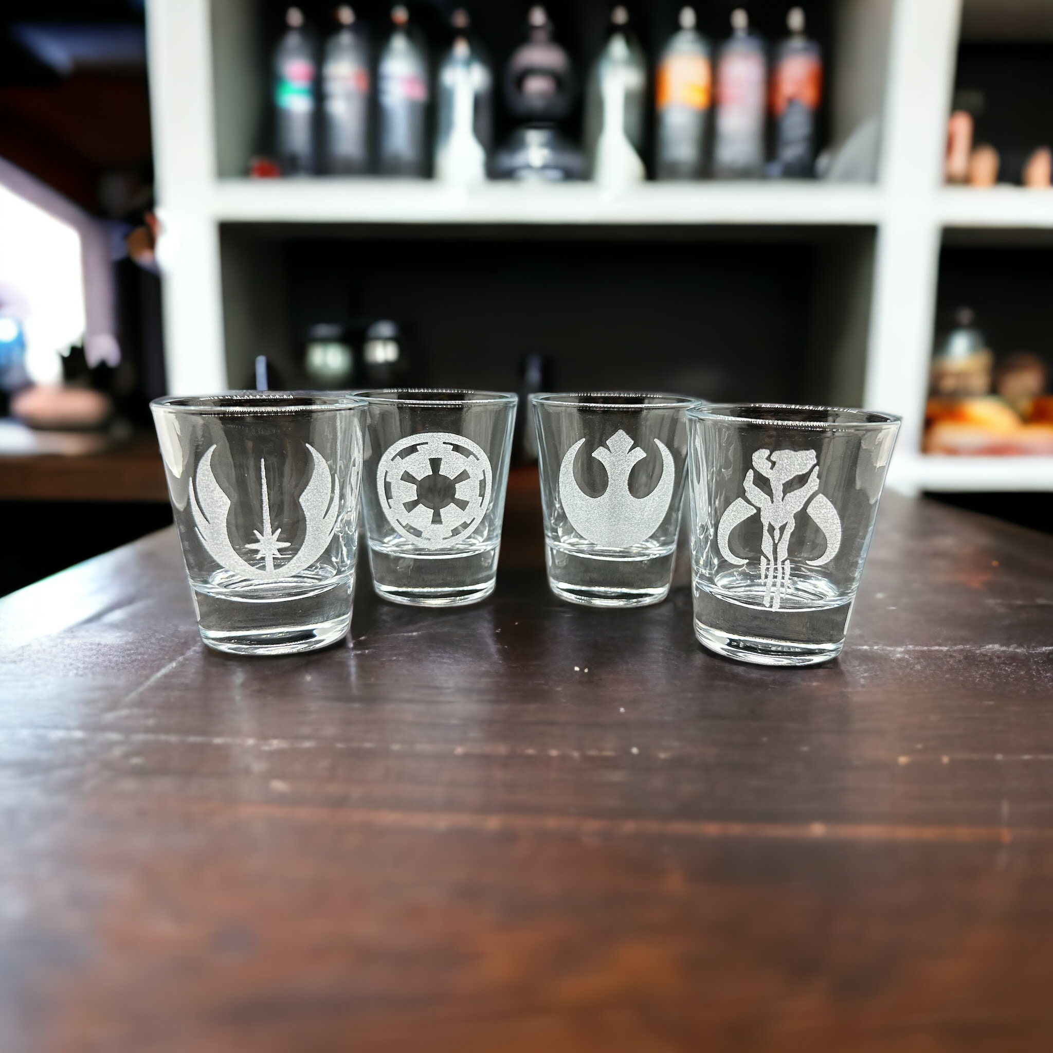 Star Wars Shot Glasses Set of Four: Mandalorian, Jedi Order, Rebel