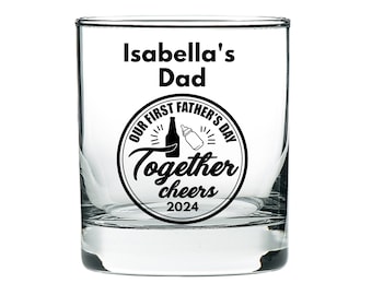 PERSONALIZED First Father's Day Whiskey Glass Engraved Dad Rocks Glass for for New Dad First Time Dad Gift for Him Our First Father's Day