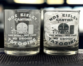 Star Wars Gift Mos Eisley Cantina Engraved Star Wars Rock Glass Hot food, Live Music, No Droids Tatooine Star Wars Father's Day Gift for Dad