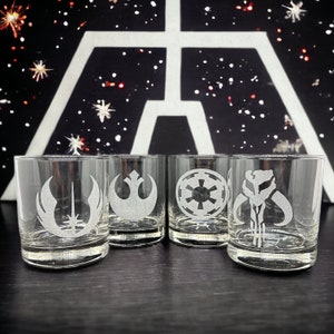 Star Wars Gifts Rocks Glasses: Engraved Star Wars Birthday Gift Mandalorian Whiskey Jedi, Rebel, Galactic Whiskey Glass, Star Wars Gift