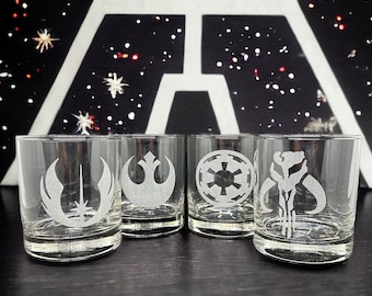 Star Wars Gifts Rocks Glasses: Engraved Star Wars Birthday Gift Mandalorian Whiskey Jedi, Rebel, Galactic Whiskey Glass, Star Wars Gift