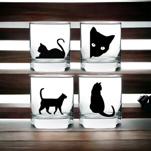 Cute Cats Being Cats Rocks Glasses Set of 4 Engraved Drinking Glasses ...