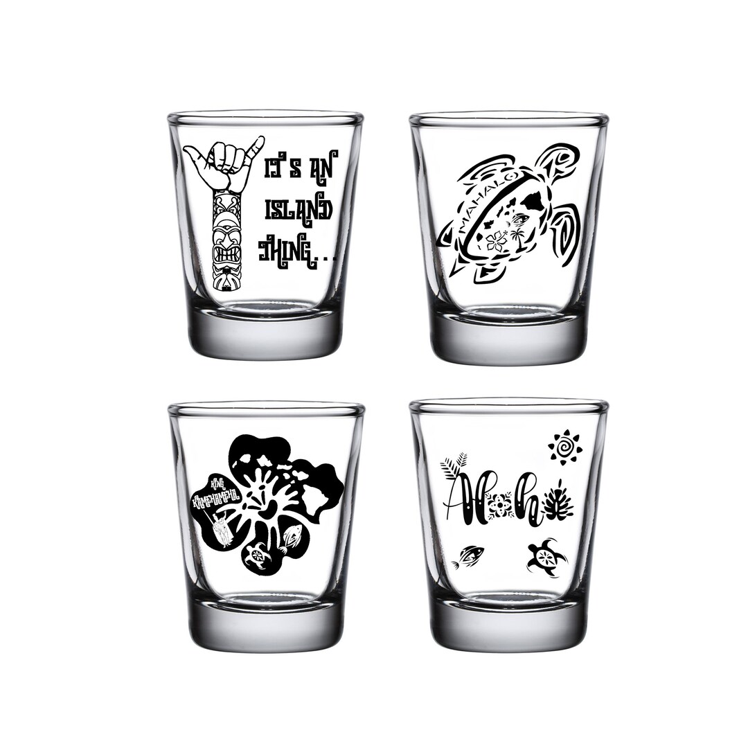Hawaii Shot Glasses, Tiki Bar Decor Luau Party Favor Tropical Wedding