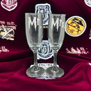 Mr. Mrs. Wedding Toasting Flutes, Engraved Wedding Champagne Glassware Gift Set Potter Wedding Gift, Couples Gift, Anniversary Gift Always