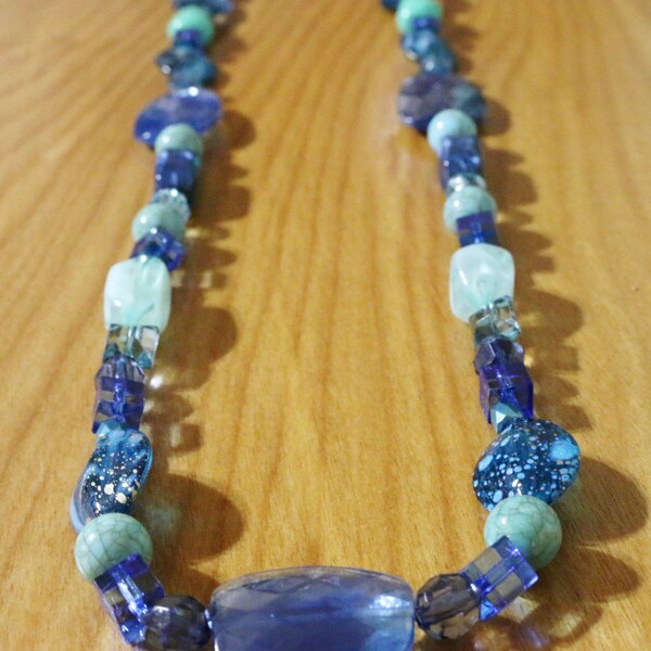 Blue necklace/long gemstone necklace/women's accessory/ Christmas gift