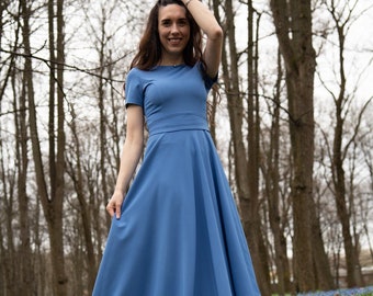 Blue Dress for Women, Cocktail Dress, Party Dress, Belted Dress, Blouse Dress, Long Sleeve Dress, Plus Size Clothing, Midi Dress,flare Dress - Etsy Blue Dress for Women, Cocktail Dress, Party Dress, Belted Dress, Blouse Dress, Long Sleeve Dress, Plus Size Clothing, Midi Dress,flare Dress - Etsy