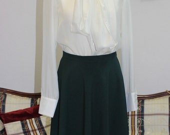 women's green maxi skirt, semicircle skirt, a line skirt, office skirt, plus size for women. Pine green colors on photo