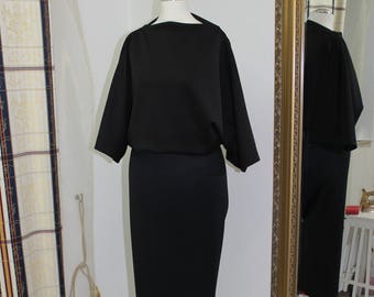 Frauen schwarzes Kleid, Neopren-Kleid, formelle Sanitätskleid, Midi-Kleid, Frauen Kleid,