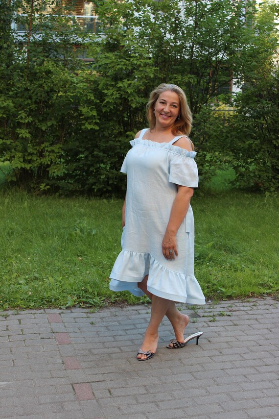 Women Linen Dress, Plus Size Clothing, Cotton Dress, Cute Women Dress, Gift  Ruffle Boho Midi Dress Long Dress, Summer Prom Dress - Etsy