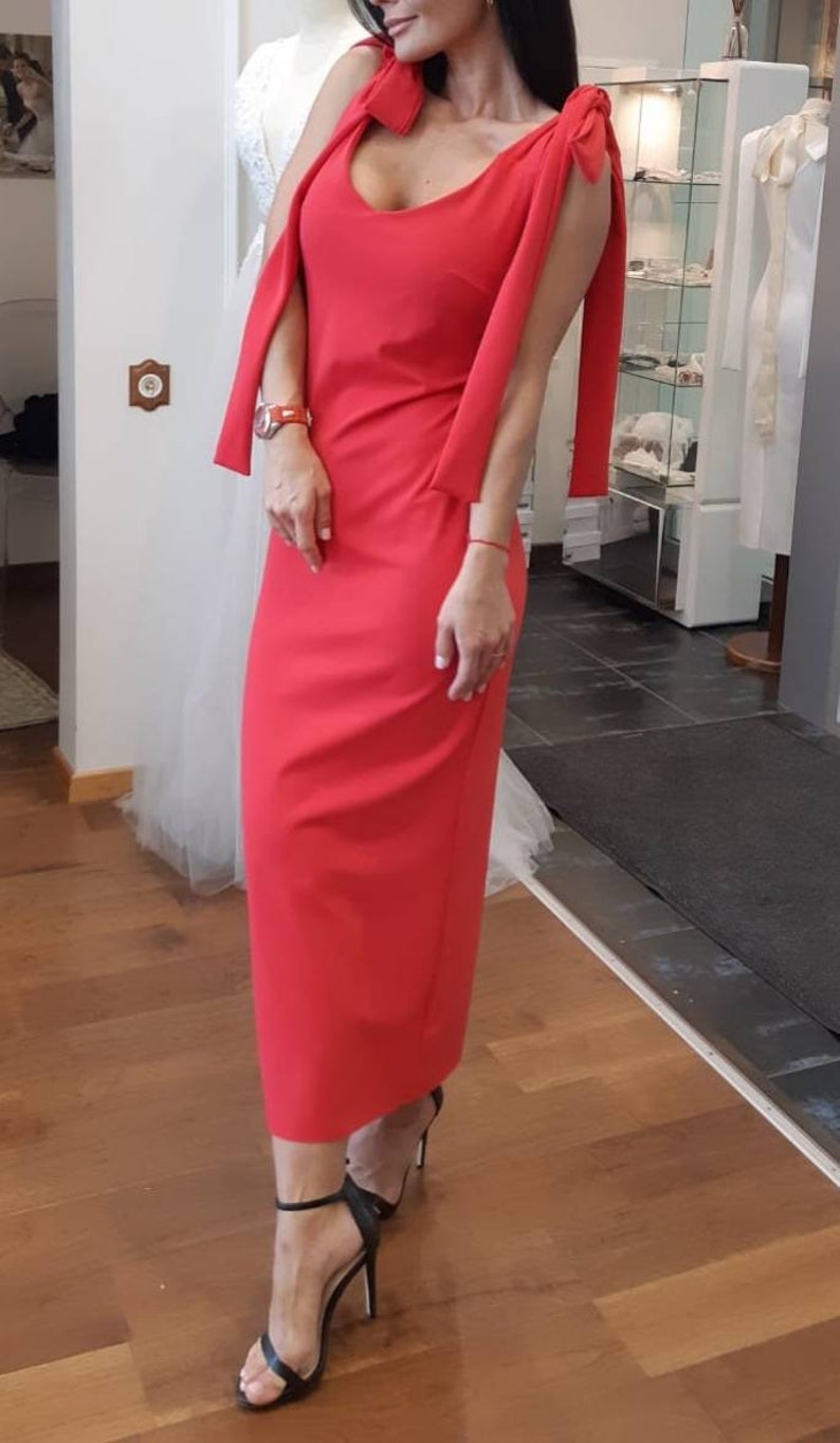 red midi dress wedding guest