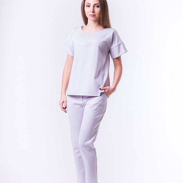 Women's suit, Female suit, trouser Scent of lilac, Pantsuit, trousers, blouse, jacket, Hosenanzug, Hose, Bluse, Jacke,