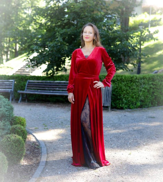 Women s Velvet Dress Women s Clothing Long Evening Dress Elegant Dress Wedding Dress Bridesmaid Pregnant Burgundy Dress Etsy UK
