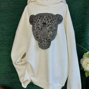 Unisex Adult hoodi with panther patc, oversized. Sweatshirts Hoodie With a kangaroo pocket, sports jacket, oversized, Cute Hoodie,  Gifts
