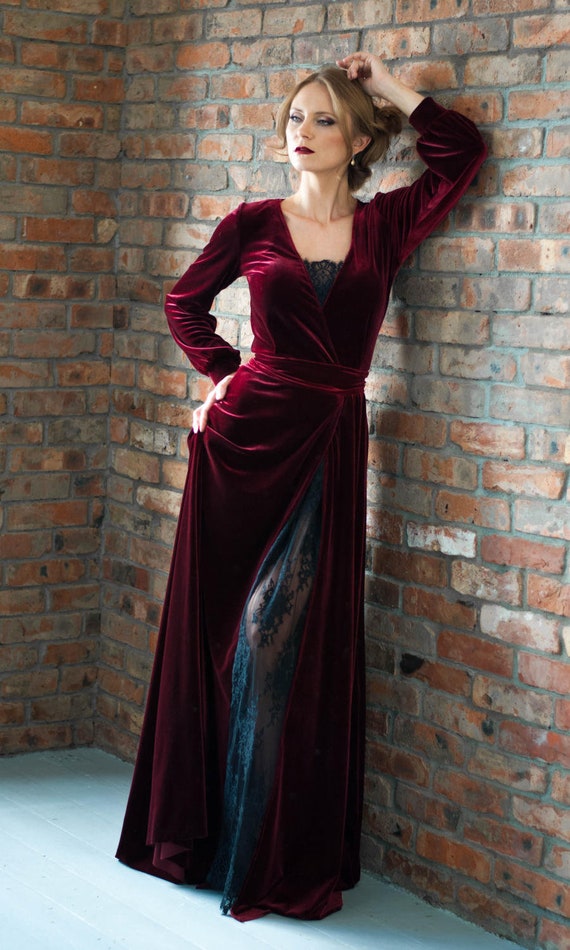 SOLID VELVET GOWN PR-853